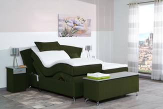 Meisterbetten Boxspringbett Huss 100x200 in VS-Grasgrün, Matratzenbezug Nano, Ergoflex-Topper