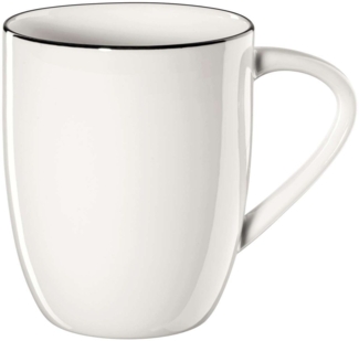 ASA Selection Ligne Noire Henkelbecher, mit schwarze Linie, Fine Bone China, Warmes Weiß, 350 ml, 1913113