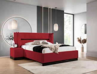 Polsterbett Doppelbett Set. 4 HAMILTON 140x200cm Stoff Magic Velvet Rot