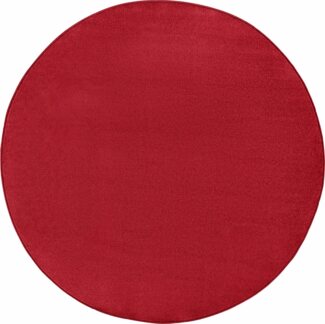 Runder Kurzflor Teppich Uni Fancy rund - rot - 133 cm Durchmesser