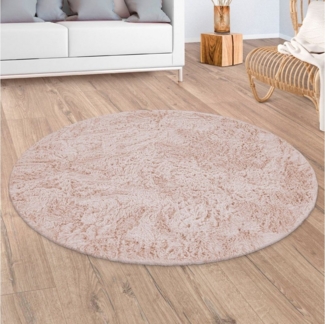 Paco Home Hochflor-Teppich Silky 591, rund, Höhe: 37 mm, Uni Farben, besonders weich und kuschelig