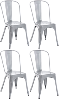 CLP 4er Set Stühle Benedikt aus Metall bis 200 kg belastbar stapelbar,silber