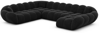 Sofa Dreams Wohnlandschaft Maleron XXL Polster Couch, Stoffsofa, 6-Sitzer, Ottomane rechts, Samtstoff in Schwarz