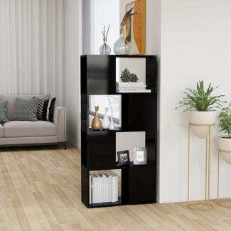 vidaXL Bücherregal Raumteiler Hochglanz-Schwarz 60x24x124,5 cm 809087