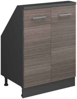 Küchenschrank für Dachschrägen R-Line Edelgrau 60 cm mit 2 Türen Vicco