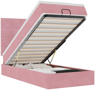 vidaXL Ottoman-Bett mit Matratzen Rosa 90x190 cm Samt 3313444