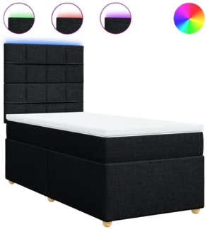 vidaXL Boxspringbett mit Matratze Schwarz 90x190 cm Stoff 3293437