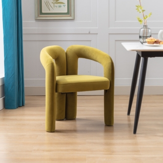 Barrel 2-Stück Esszimmerstuhl Samt gepolstert mit Armlehnen Küchenstuhl Wohnzimmerstuhl Home-Office,Grün