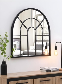 Vente-unique - Spiegel Fenster-Optik - 80 x 80 cm - Metall - Schwarz - LOYA