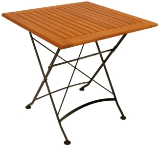 DEGAMO Gartentisch HOFGARTEN (1-St), 75x75cm quadratisch, Stahl schwarz + Eukalyptus, klappbar