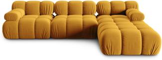 Micadoni Modulares Sofa Bellis 4-Sitzer mit flachem Modul Samtstoff Gelb