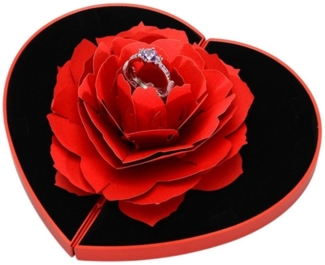 Refttenw Schmucketui Kreative Ringschachtel mit Rosenblüte,ring schatulle für Heiratsantrag