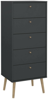 Dmora Kommode Yaounde, Mehrzweckkommode, Schlafzimmerkommode, Schrank mit Schubladen, 50x39 h120 cm, Grau