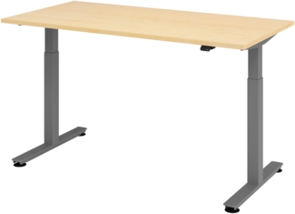 bümö elektrisch höhenverstellbarer Schreibtisch Ahorn 160x80 cm, Gestell: Graphit - Büroschreibtisch höhenverstellbar elektrisch, elektrischer Bürotisch & Gaming Tisch, Stehschreibtisch, XMST-16-3-G