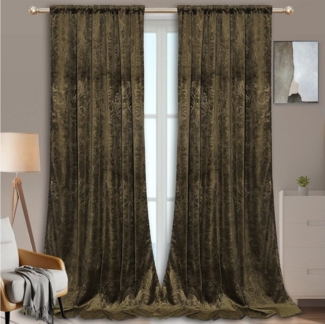 Rosnek Vorhang Luxuriöser, geblümter Samt, für Wohnzimmer Schlafzimmer Deko, Stangendurchzug (2 St), verdunkelnd, H×B: 183×132,213×132,244×132,274×132,304×132