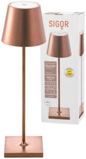 SIGOR LED Tischleuchte Stilvolle Akku-Tischlampe Nuindie Eloxiert, LED fest integriert, Warmweiß, Extra-Warmweiß, kabellos