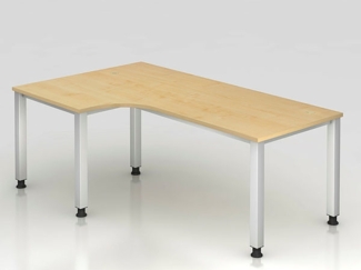 Winkeltisch QS82 4Fuß eckig 200x120cm 90° Ahorn Gestellfarbe: Silber