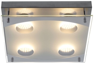 LED Deckenleuchte, chrom, Glas satiniert, L 26 cm