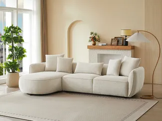 Vente-unique - DOKALO Sofa Stoff Beige - B 166 cm x H 67 cm x L 296 cm