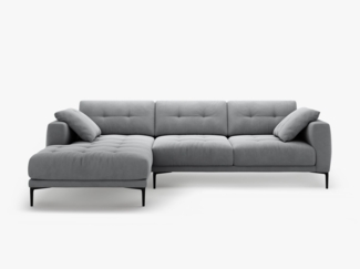 Micadoni Ecksofa Bemy 3-Sitzer Links Samt Grau