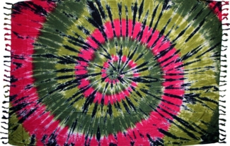 Wogeka Sarong blickdichter Sarong bunt batik als Strandtuch Strandkleid Wickelrock