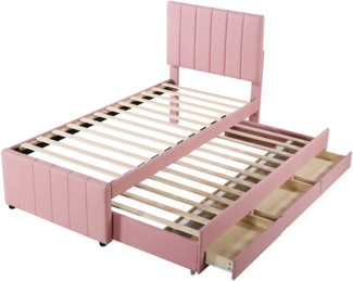 ComfortXL Kinderbett-O2839, Massivholz, Rosa, 204x118x118cm