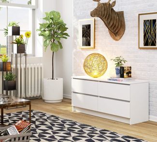 Raumhirsch Furniture Kommode mit 4 Schubladen 120 cm breit Holz Schrank, (viele Farbvarianten - Maße: 120 x 55 x 40 cm) - Hochwertig & stabil