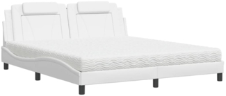 vidaXL Bett "Viana" mit Matratze Weiß 180x200 cm Kunstleder 3208811