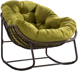 LVHOM Schaukelstuhl mit gepolstertem Kissen, Rattanstuhl mit Stahlrahmen, Lounge Sessel, Schaukelsessel, 1 St, für Balkon/Garten/Wohnzimmer/Schlafzimmer/Arbeitszimmer