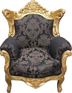 Casa Padrino Barock Sessel "Al Capone" Schwarz Muster / Gold