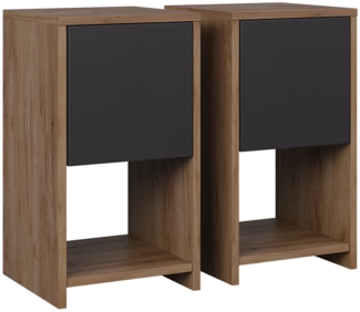 Vicco Nachttisch Goldkraft Eiche/Anthrazit 2er Set, Evo