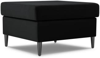 Micadoni Samtstoff Pouf Hocker Moghan | Bezug Black | Beinfarbe Black Chrome Metal