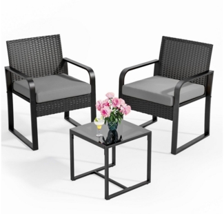 Bealife Balkonset,Garten Balkonmöbel-Sets(3er Set), Bestehend aus zwei Einzelsitzen und einem Tisch