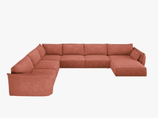 Micadoni Panorama-Ecksofa Kaelle 8-Sitzer Links Chenille Over The Horizon Terrakotta