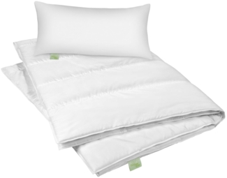 Dreamstar Microfaserbettdecke + Kopfkissen Eco, Bettdecke 135x200 oder 155x220 cm mit Kissen 40x80 oder 80x80 cm, Füllung: Faserfüllung, Bezug: Microfaser, Bettwaren-Set, Winterbettdecke & Kissen, warm & atmungsaktiv