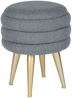 Vente-unique - Niedriger Hocker mit Stauraum - Bouclé-Stoff & goldfarbenes Metall - Grau - ESDALO