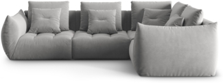 Micadoni Ecksofa Bloom 3-Sitzer Samt Grau Rechts
