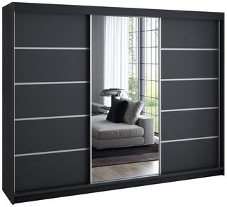 A&J MöbelLand Schwebetürenschrank VILUNO mit 4 Schubladen und Spiegel