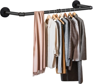 ibettertec Garderobenstange Industrierohr Kleiderstangen,Garderobenstange für die Wand, (Metall Industrial Garderobenstange Wandmontage,Retro-Metall-Kleiderstange,Abnehmbare Platzsparend Wand Kleiderständer für Zuhause)