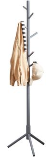 VASAGLE Garderobenständer, Kleiderständer aus Massivholz, Garderobe in Baumform, 8 Haken, 3 verstellbare Höhen, für Kleidung Hut Tasche, Wohnzimmer Schlafzimmer Büro, grau RCR04GY