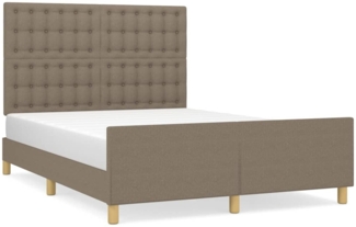 Doppelbett mit Kopfteil Stoff Taupe 140x190 cm