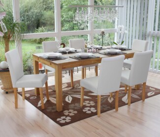 6er-Set Esszimmerstuhl Stuhl Küchenstuhl Littau ~ Kunstleder, weiß matt, helle Beine