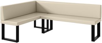 MEBLINI Eckbank für Esszimmer - Küchenbank - Essecke - Sitzecke Küche - TONI - U-Beine 142x196x87cm Links - Creme Kunstleder