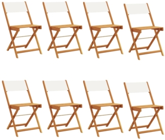 vidaXL Gartenstühle 8 Stk. Klappbar Cremeweiß Stoff und Massivholz 3214612