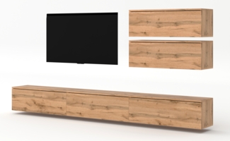 AX LIVING Anbauwand Loriano V Wohnwand braun Eiche Wotan 300 cm breit