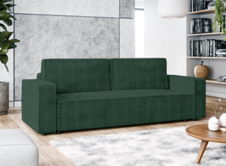 AX LIVING Aydin Cord Sofa 3 Sitzer Sofa mit Schlaffunktion Grün 238 cm