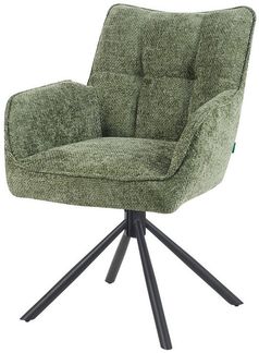 DUBI Möbel Polsterstuhl Mika-Daan, Federkern, pulverbeschichtet, 360° drehbar im 2er-Set