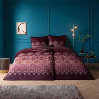 Estella Mako Jersey Bettwäsche 155x220 Sophia aubergine Ornamente 6347-670