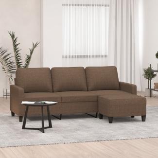 vidaXL 3-Sitzer-Sofa mit Hocker Braun 180 cm Stoff 3201040