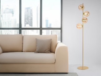 Ausgefallene Stehlampe HONEY Gold - Glaskugeln Bernstein Höhe 160cm